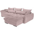 ECKSOFA Altrosa Cord  - Chromfarben/Altrosa, KONVENTIONELL, Textil/Metall (335/225cm) - Carryhome
