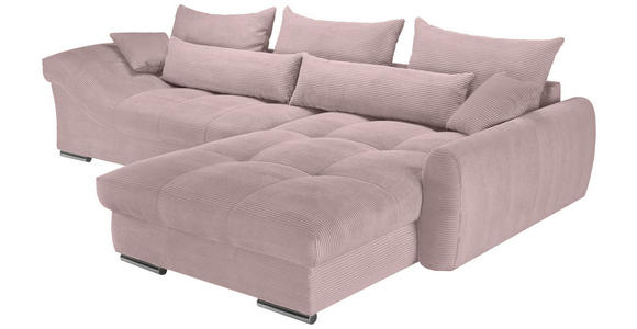 ECKSOFA Altrosa Cord  - Chromfarben/Altrosa, KONVENTIONELL, Textil/Metall (335/225cm) - Carryhome