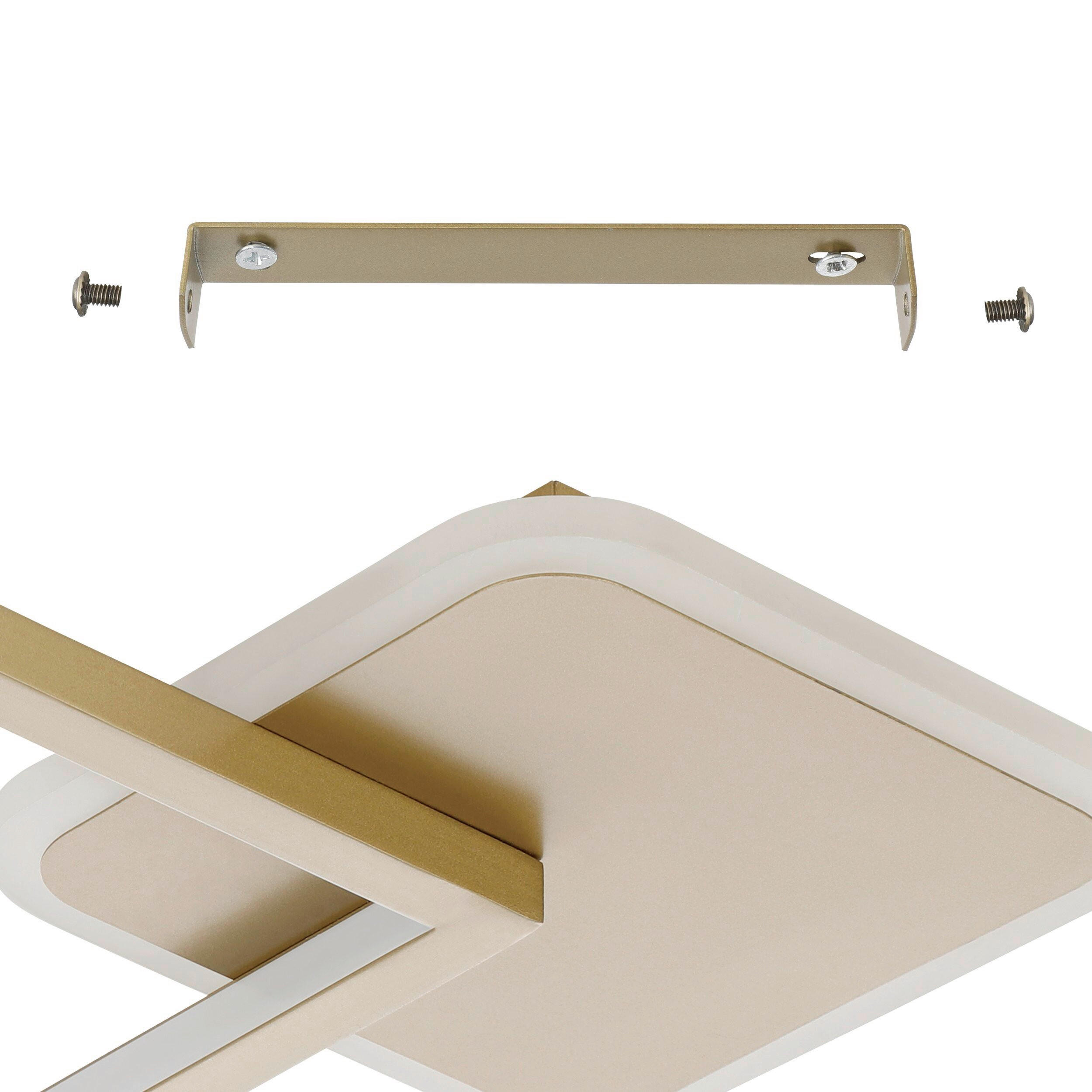 PLAFONIERĂ CU LED - alb/auriu, Basics, metal (33/33/5cm)