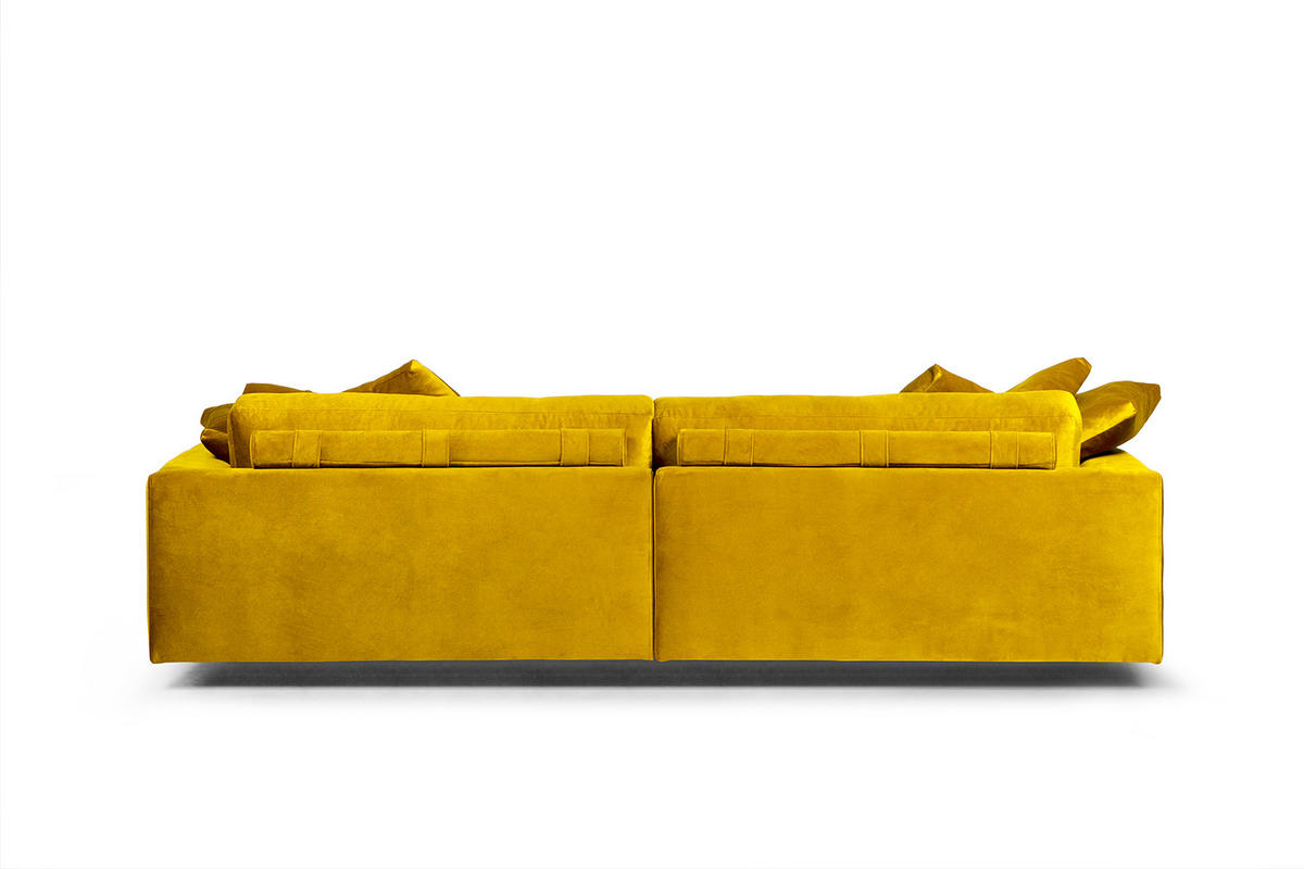 3-SITS SOFFA i sammet gul  - gul, Klassisk, trä/textil (284/81/120cm) - Novel