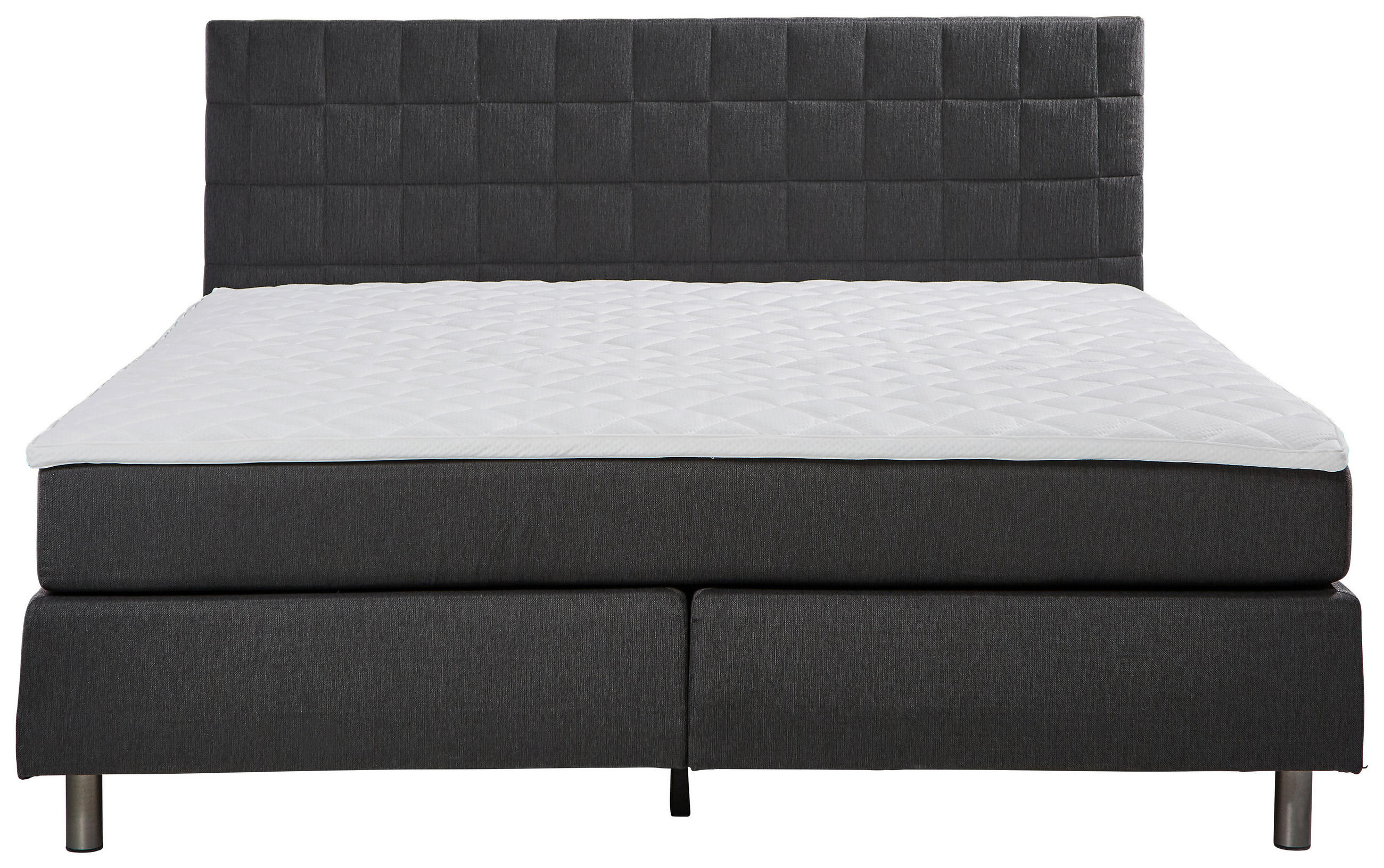 BOXSPRINGBETT 160/200 cm  in Anthrazit  - Anthrazit/Alufarben, KONVENTIONELL, Textil/Metall (160/200cm) - Carryhome