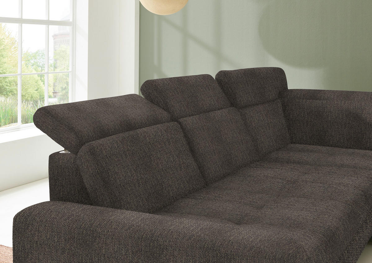 ECKSOFA in Chenille Fango  - Fango/Schwarz, Design, Textil/Metall (310/220cm) - Beldomo Style