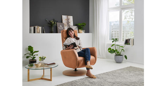 RELAXSESSEL Mikrofaser Relaxfunktion - Eiche Bianco/Braun, KONVENTIONELL, Holz/Textil (78/109/83cm) - Voleo