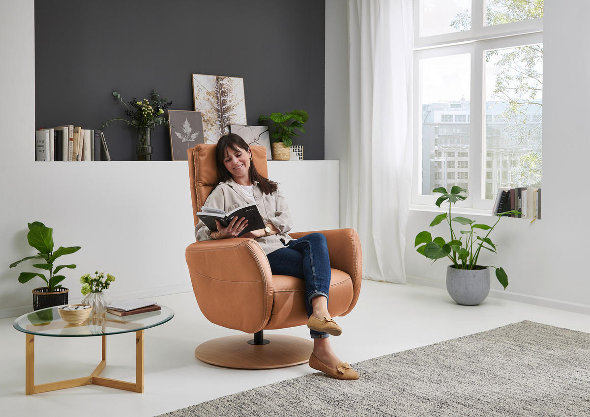 RELAXSESSEL in Textil Braun  - Eiche Bianco/Braun, Konventionell, Holz/Textil (78/109/83cm) - Voleo