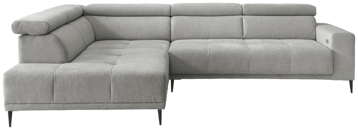 ECKSOFA INTERA in Struktur Grau  225/305 cm  - Schwarz/Grau, KONVENTIONELL, Textil/Metall (225/305cm) - Livetastic