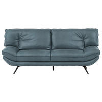 2,5-SITZER Echtleder Blau  - Blau/Schwarz, Design, Leder/Metall (206/94/95cm) - Celina