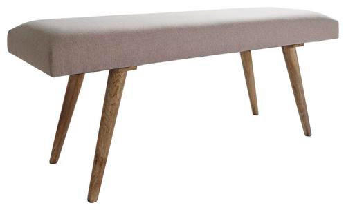 HOCKERBANK 117/51/38 cm Beige Mangoholz massiv - Beige/Braun, Natur, Holz/Textil (117/51/38cm) - MID.YOU