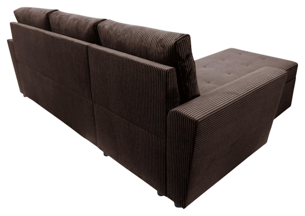ECKSOFA TERMOLI in Cord Braun  155/231 cm  - Schwarz/Braun, Design, Kunststoff/Textil (155/231cm) - MID.YOU