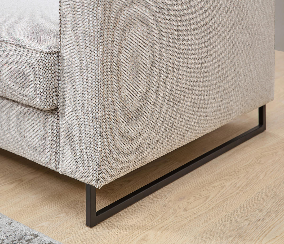 SCHLAFSOFA  mit Fußauswahl, Stoffauswahl, Relaxfunktion, Liegefunktion, Schlafen auf Sitzhöhe, Rücken echt Beige  - Beige/Schwarz, Design, Textil/Metall (174/90/95cm) - Livetastic