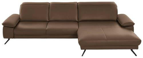 ECKSOFA in Echtleder Braun  - Schwarz/Braun, Design, Leder/Metall (328/193cm) - Dieter Knoll