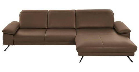 ECKSOFA in Echtleder Braun  - Schwarz/Braun, Design, Leder/Metall (328/193cm) - Dieter Knoll