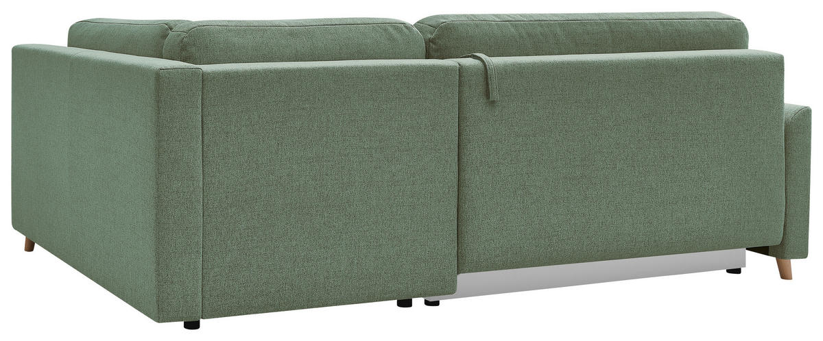 ECKSOFA MILOS Grün Flachgewebe, Struktur Rückenkissen, Bettkasten, Schlaffunktion, Rücken echt  - Naturfarben/Grün, Design, Textil (224/148cm) - P & B