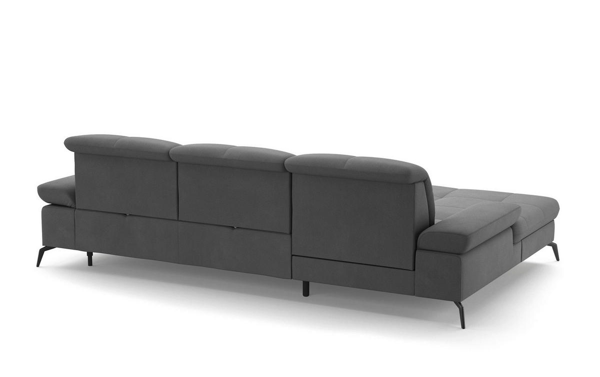 ECKSOFA Grau Flachgewebe  - Schwarz/Grau, KONVENTIONELL, Textil/Metall (185/279cm) - Sit & More