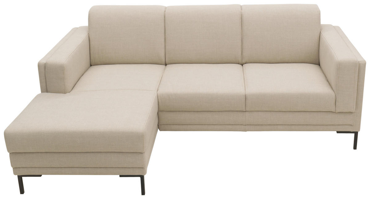 ECKSOFA in Webstoff Beige  214/146 cm  - Beige/Schwarz, Design, Textil/Metall (214/146cm) - LOOKS by W.Joop