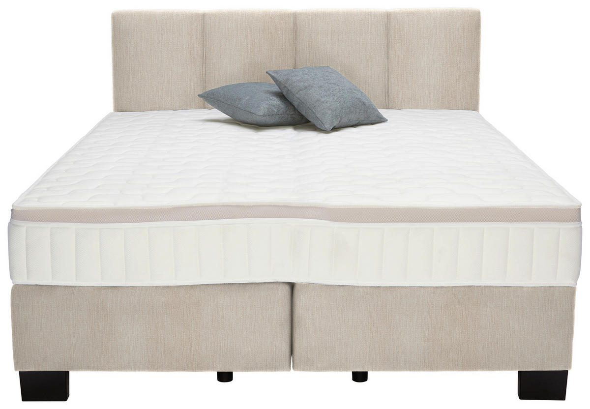 BOXSPRINGBETT 160/200 cm  in Taupe  - Taupe/Schwarz, Design, Kunststoff/Textil (160/200cm) - Hom`in