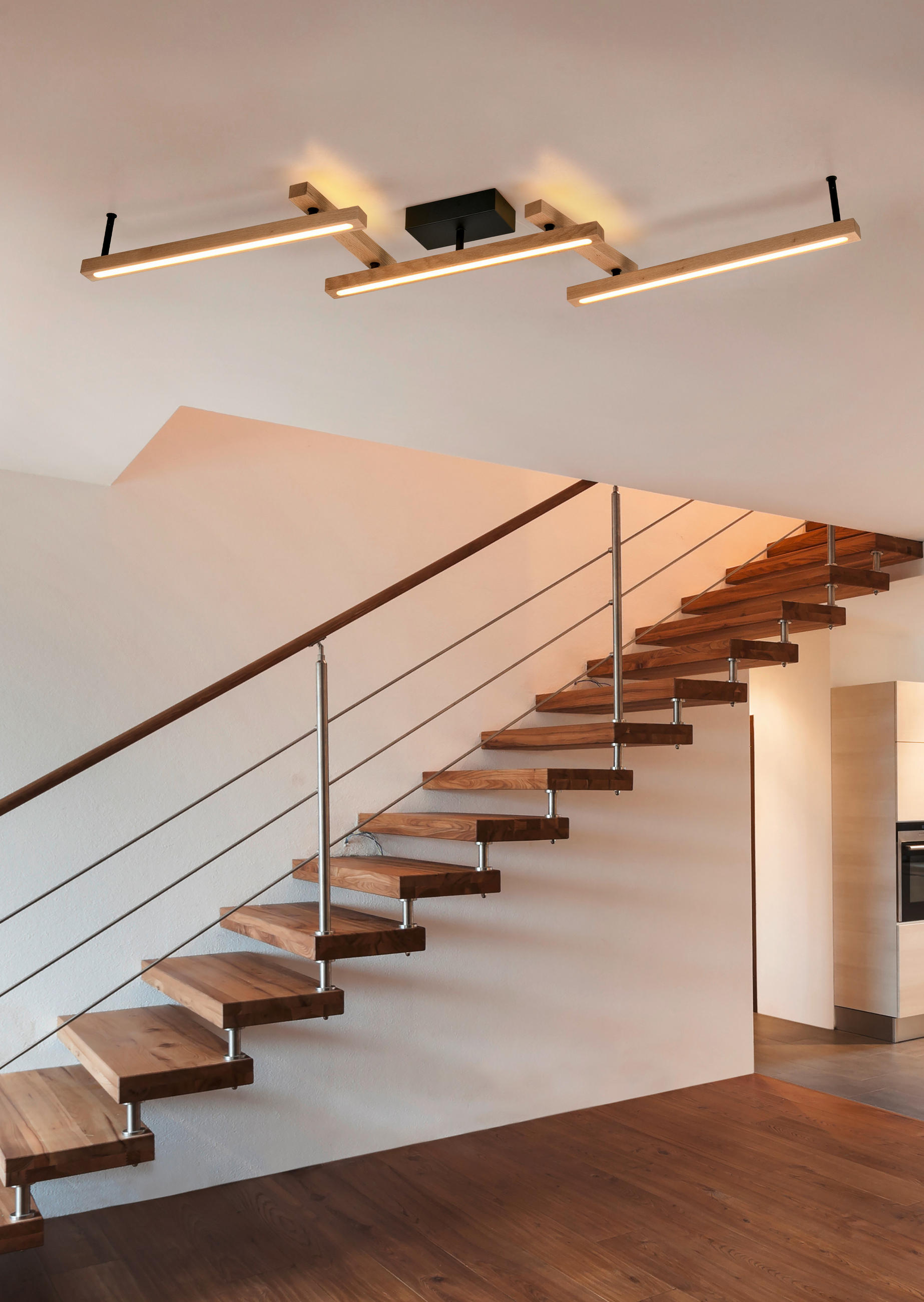 LED-DECKENLEUCHTE Bellari 180/13/10 cm   - Naturfarben, Basics, Holz (180/13/10cm) - Trio Leuchten