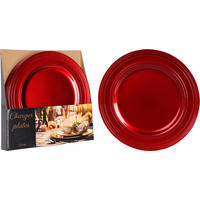 MĚLKÝ TALÍŘ, plast, 33 cm - světle červená, Konvenční, plast (33cm)