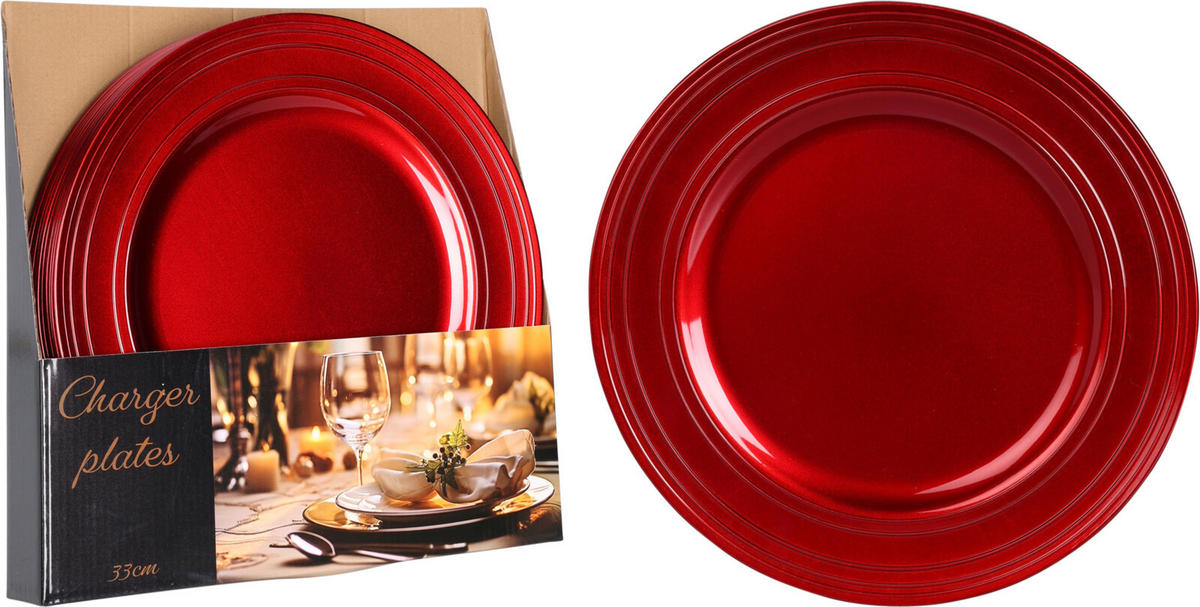 MĚLKÝ TALÍŘ, plast, 33 cm - světle červená, Konvenční, plast (33cm)