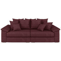 BIGSOFA TERMINI in Velours, Webstoff Bordeaux  - Bordeaux/Beige, Design, Holz/Textil (260/98/123cm) - MID.YOU