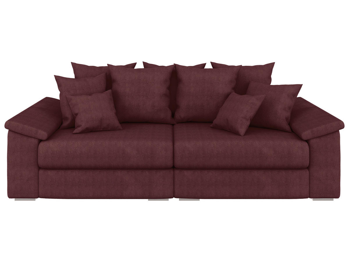 BIGSOFA TERMINI in Velours, Webstoff Bordeaux  - Bordeaux/Beige, Design, Holz/Textil (260/98/123cm) - MID.YOU