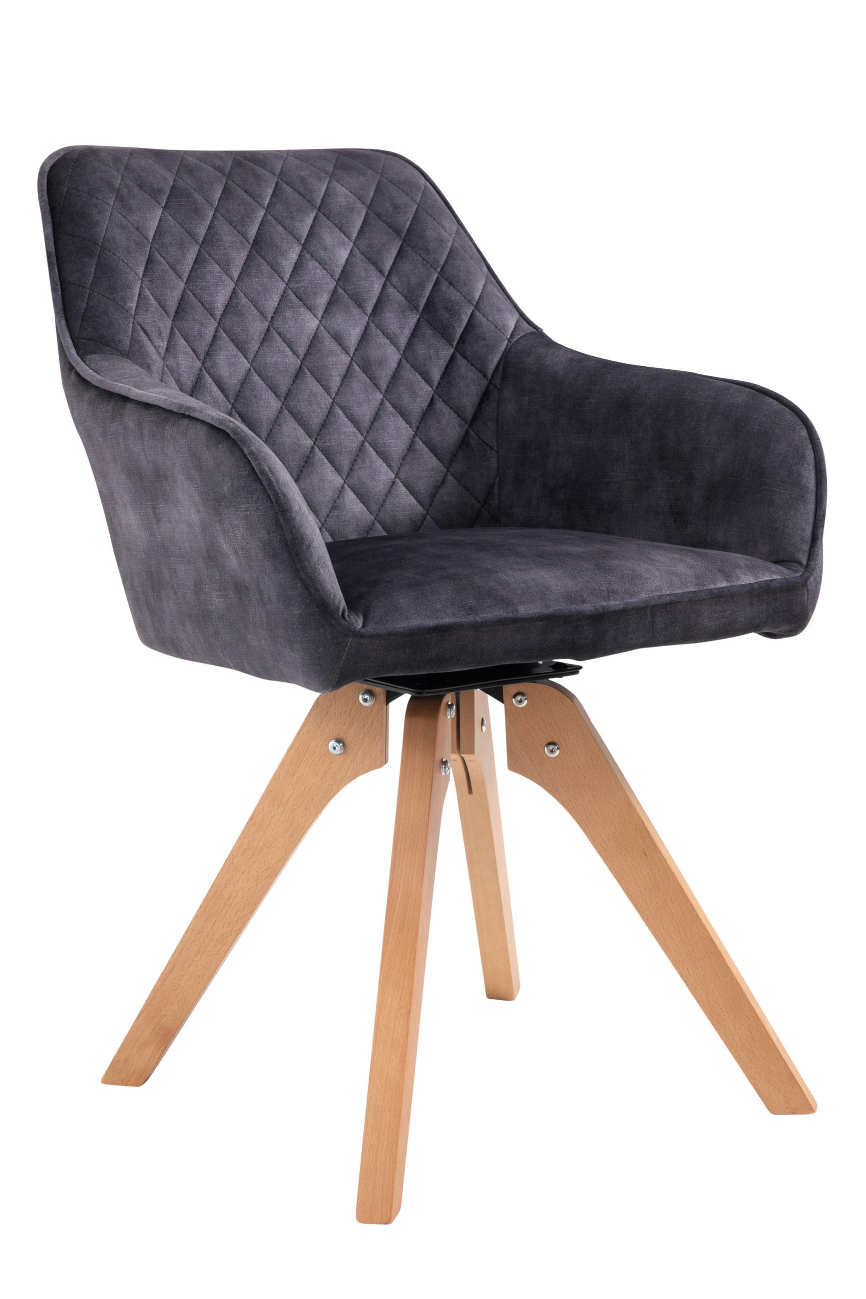 ARMLEHNSTUHL  in Samt  - Eichefarben/Schwarz, MODERN, Holz/Textil (59/85/61cm) - Livetastic