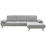 ECKSOFA in Mikrofaser Hellblau  - Beige/Schwarz, Natur, Holz/Textil (322/201cm) - Voleo