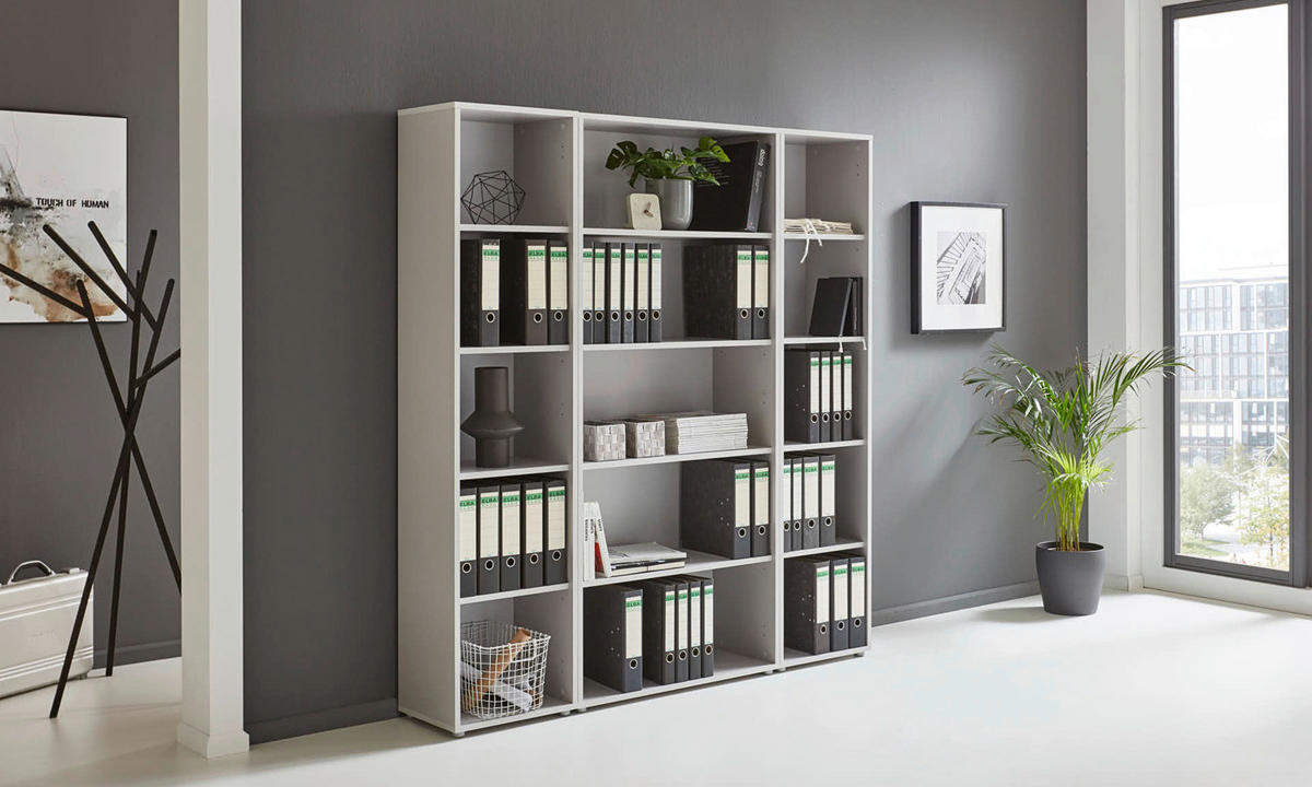 AKTENREGAL 172,6/185,6/33 cm  - Silberfarben/Grau, MODERN, Holzwerkstoff (172,6/185,6/33cm) - MID.YOU