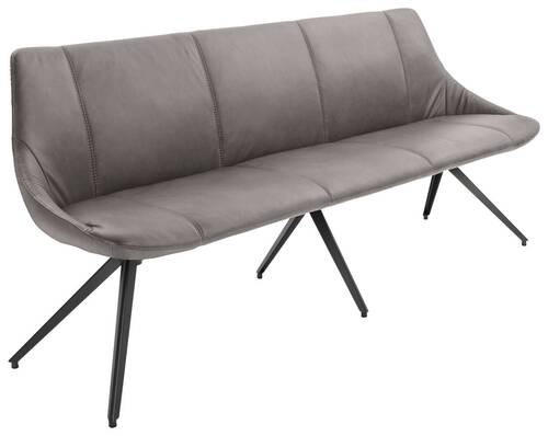 SITZBANK 195/88/62 cm Echtleder Hellgrau, Anthrazit Metall - Anthrazit/Hellgrau, Design, Leder/Metall (195/88/62cm) - Bert Plantagie