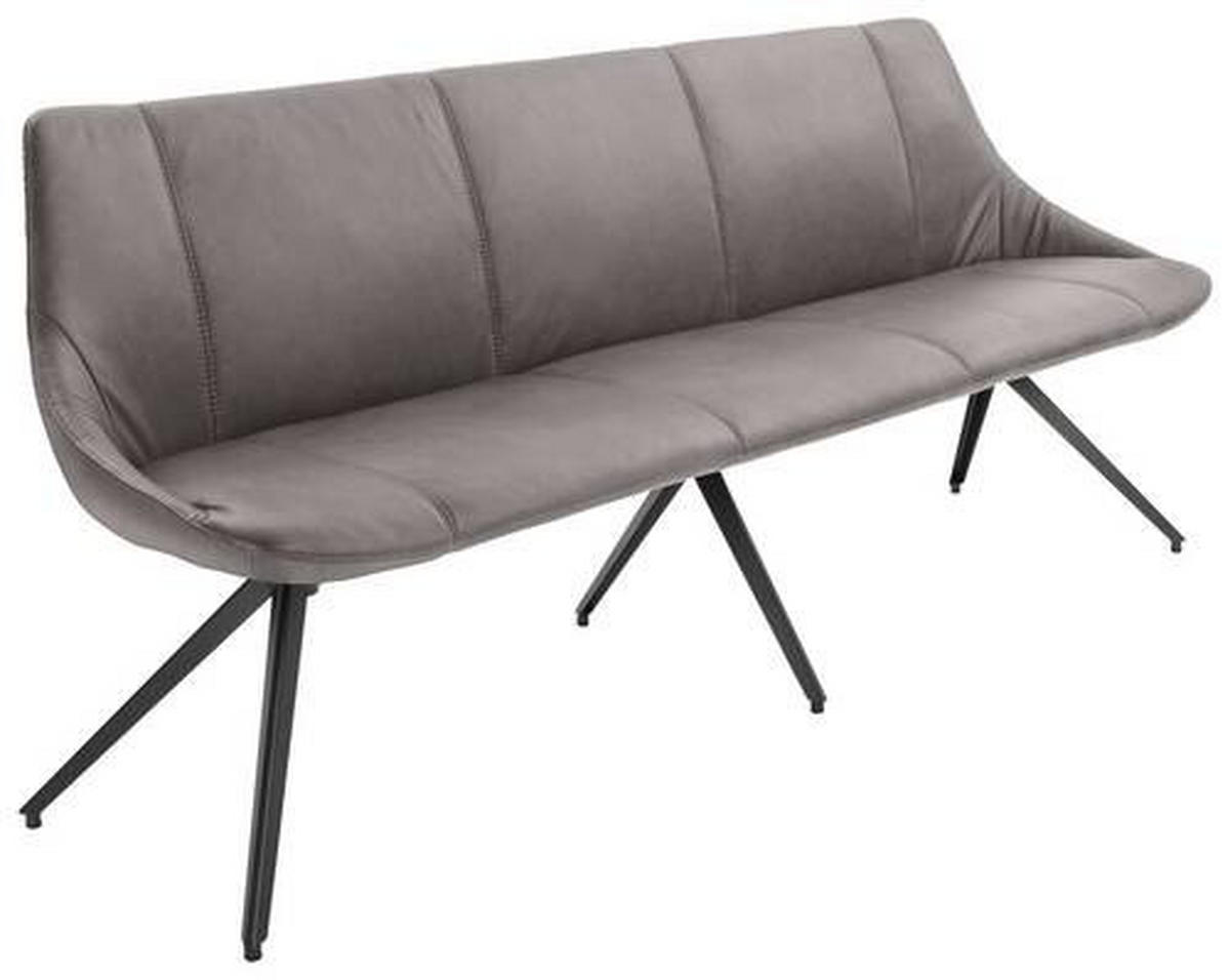 SITZBANK 195/88/62 cm Echtleder Hellgrau, Anthrazit Metall  - Anthrazit/Hellgrau, Design, Leder/Metall (195/88/62cm) - Bert Plantagie