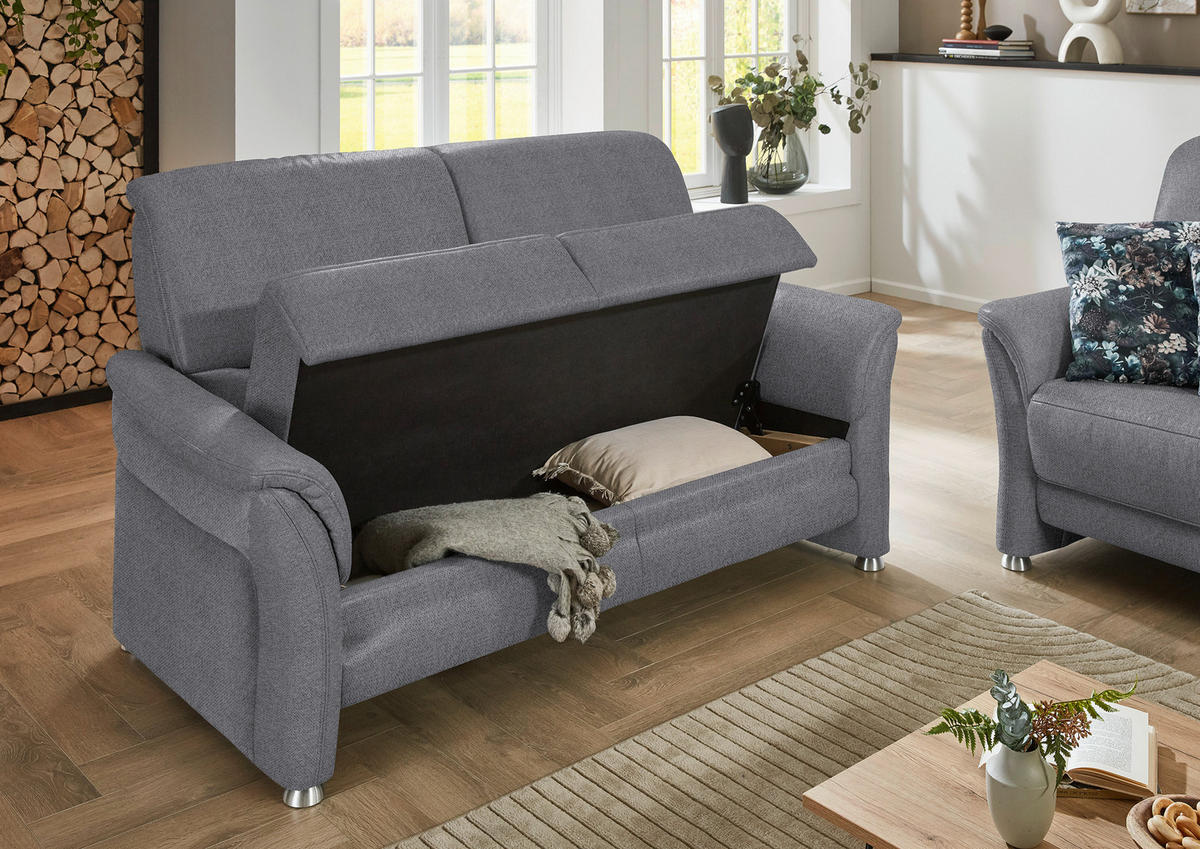 SITZGARNITUR  in Flachgewebe Grau  - Alufarben/Grau, KONVENTIONELL, Textil/Metall (198/172/96/93cm) - Beldomo Premium