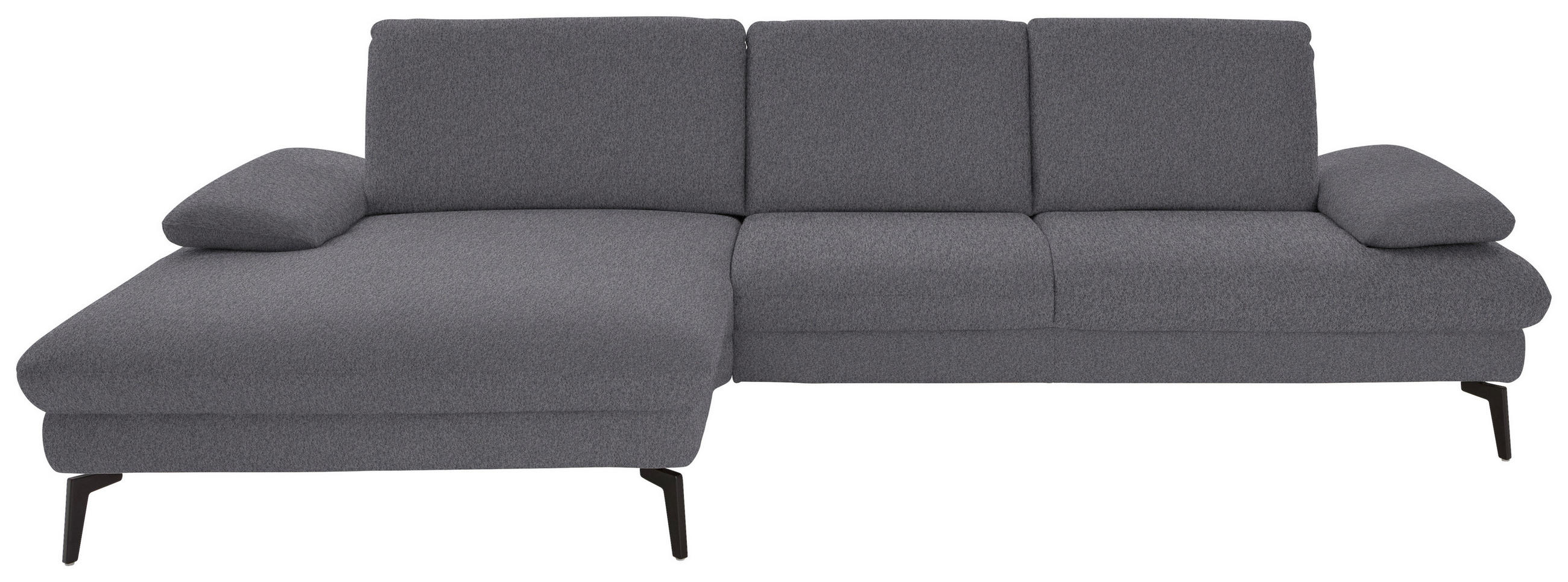 ECKSOFA in Chenille, Mikrofaser Grau  157/299 cm  - Schwarz/Grau, Design, Textil/Metall (157/299cm) - Dieter Knoll