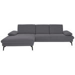 ECKSOFA Dieter Knoll in Chenille, Mikrofaser Grau  157/299 cm  - Schwarz/Grau, Design, Textil/Metall (157/299cm) - Dieter Knoll