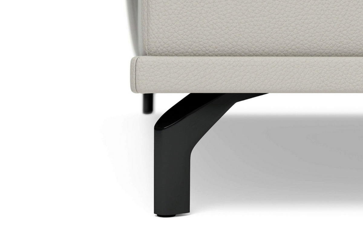 ROHOVÁ SEDAČKA, kůže, světle šedá - černá/světle šedá, Basics, kov/kůže (176/301cm) - Sit & More