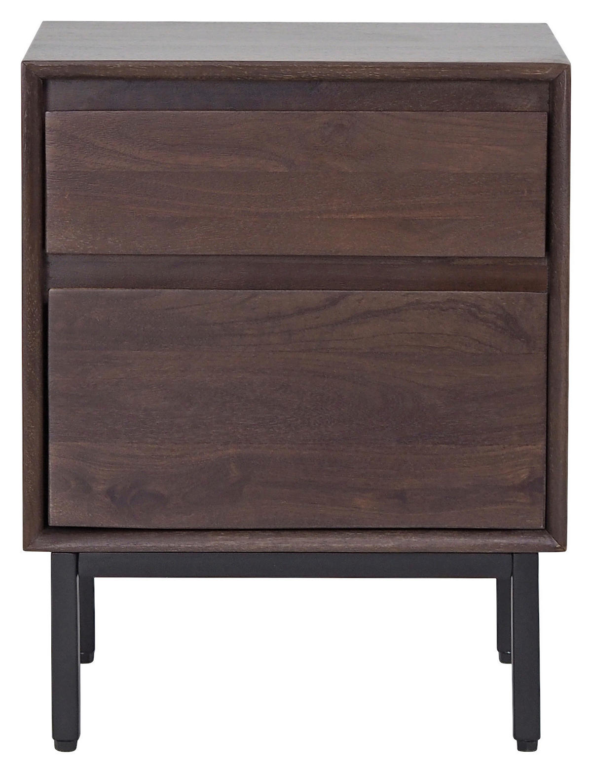 ÉJJELISZEKRÉNY keményfa mangófa diószínű  - fekete/diószínű, Modern, fa/fém (40/50/35cm) - MID.YOU