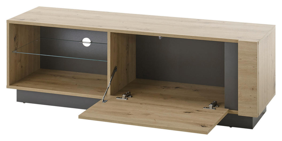 LOWBOARD  in 138/46/40 cm  - Eiche Artisan/Grau, Design, Glas/Holzwerkstoff (138/46/40cm) - MID.YOU