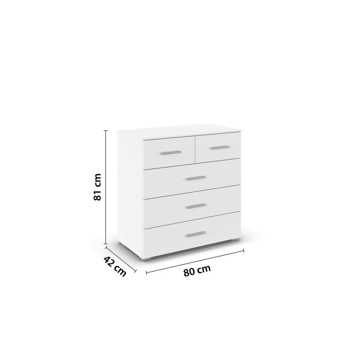 KOMMODE , 80/81/42 cm, 5 Schublade(n)  - Alufarben/Weiß, KONVENTIONELL, Holzwerkstoff/Kunststoff (80/81/42cm) - home24