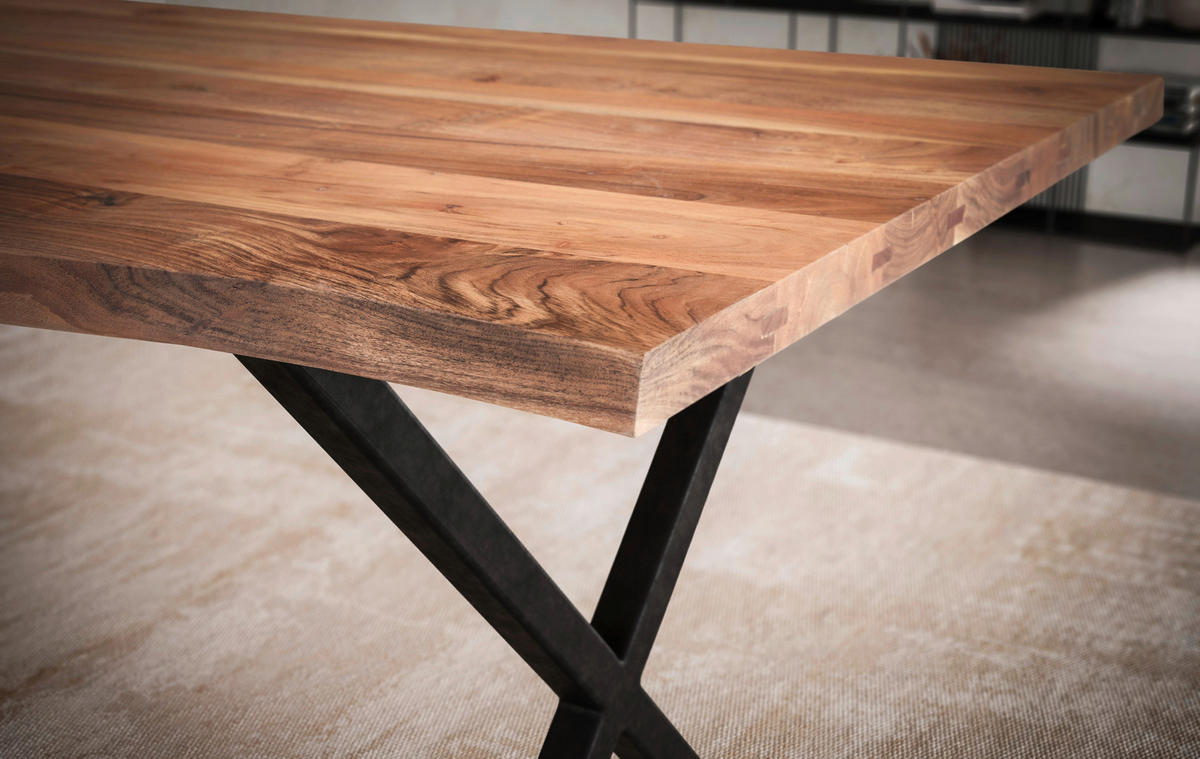 ESSTISCH in Holz 200/100/76 cm  - Schwarz/Akaziefarben, MODERN, Holz/Metall (200/100/76cm) - MID.YOU