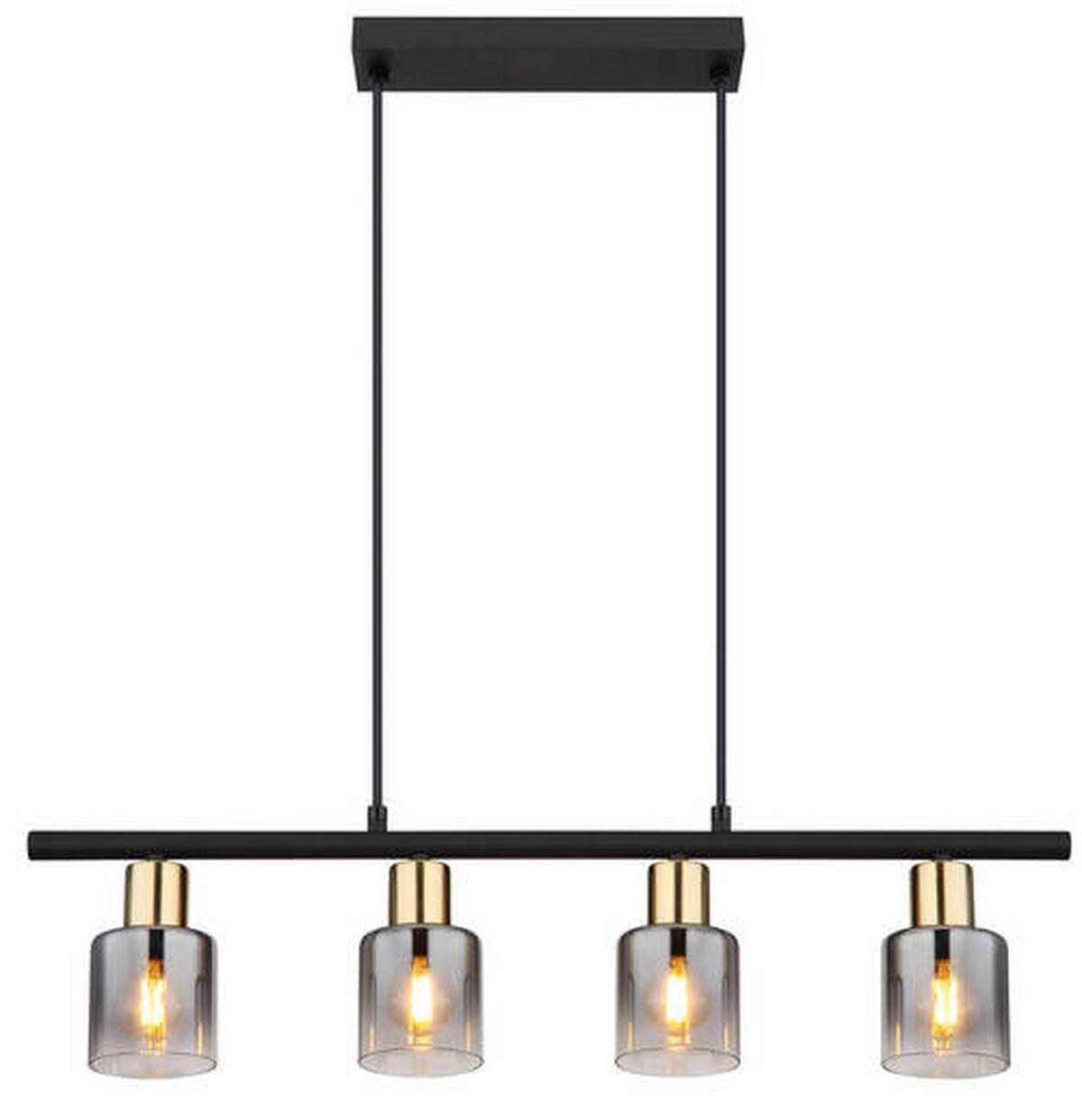 VISEČA SVETILKA     65/8/120 cm        25 W E14 - zlate barve/črna, Design, kovina/steklo (65/8/120cm) - Globo