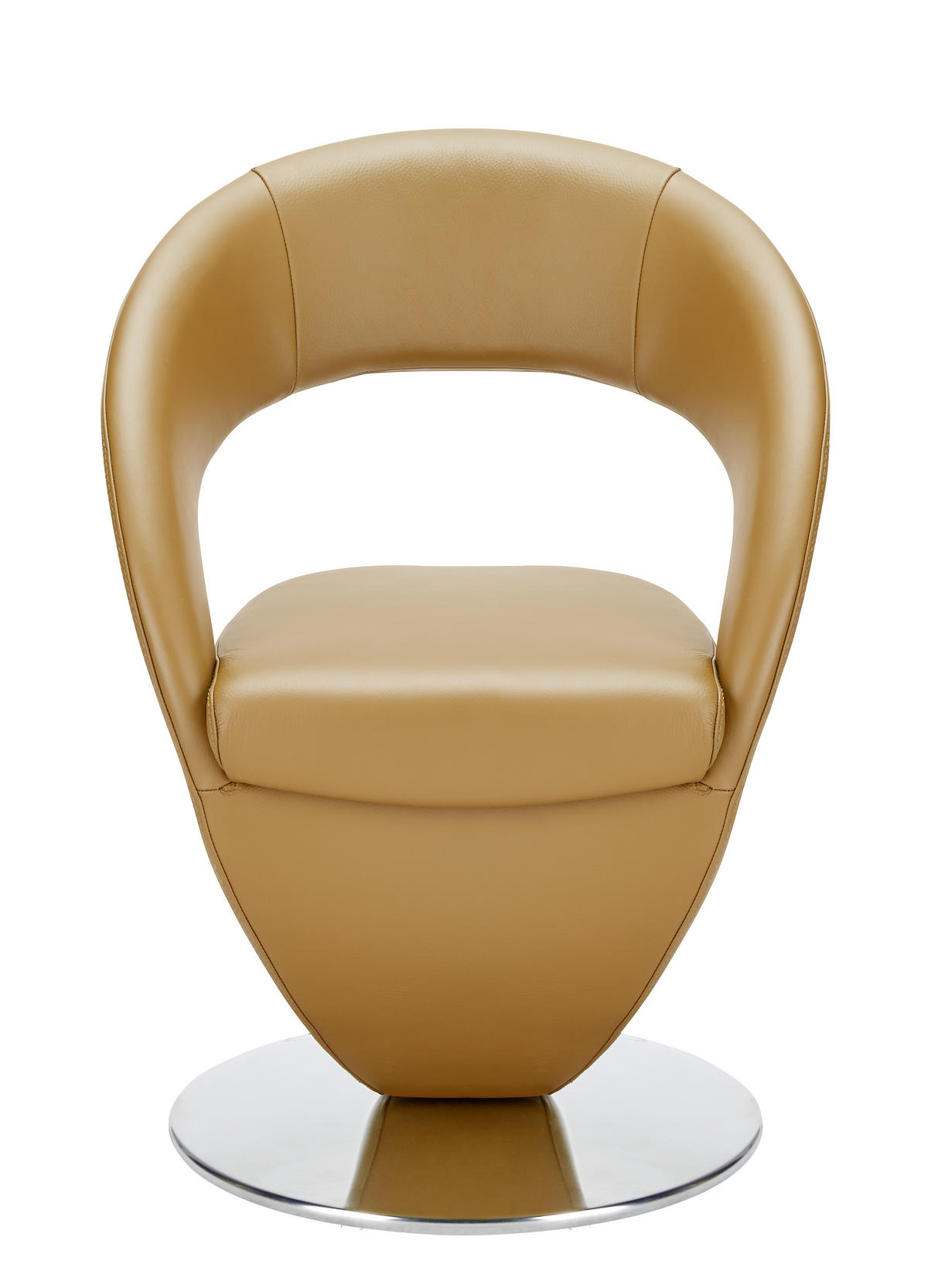STUHL Echtleder Braun, Edelstahlfarben  - Edelstahlfarben/Braun, Design, Leder/Metall (62/86/61cm) - Moderano