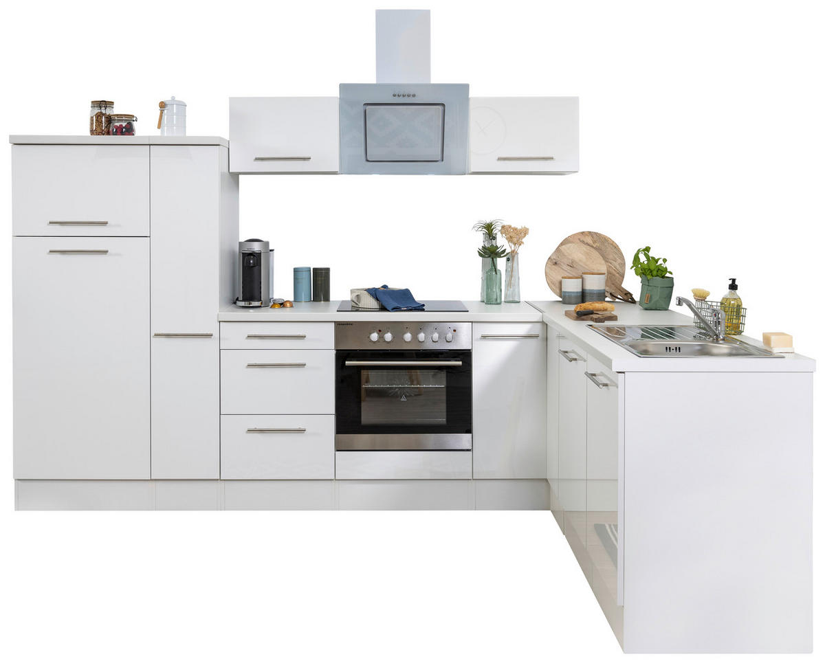 ECKKÜCHE 290/200 cm  Weiss Hochglanz  - Weiss Hochglanz/Weiss, Konventionell, Holzwerkstoff/Metall (290/200cm) - Respekta