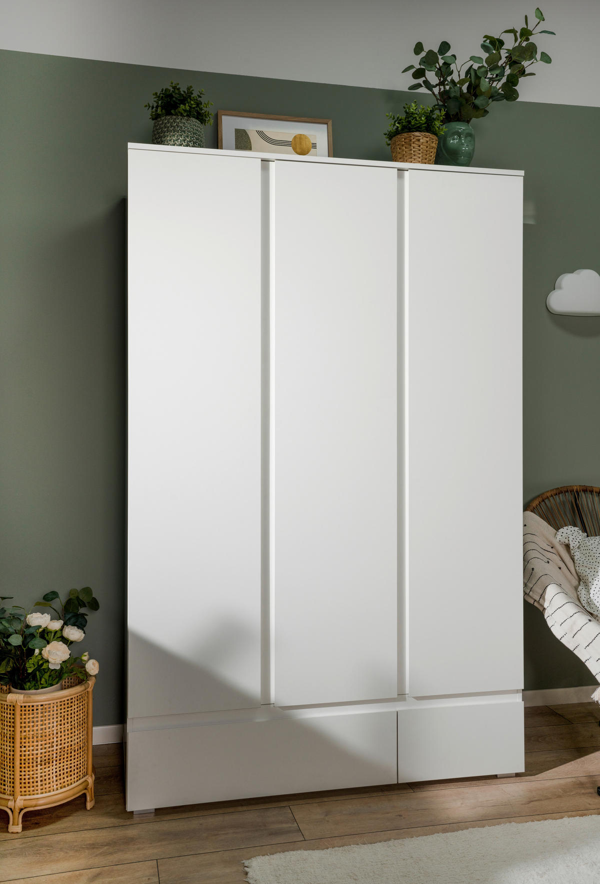 DREHTÜRENSCHRANK 3-türig Weiß  - Weiß, Basics, Holzwerkstoff (120/191/55cm) - MID.YOU