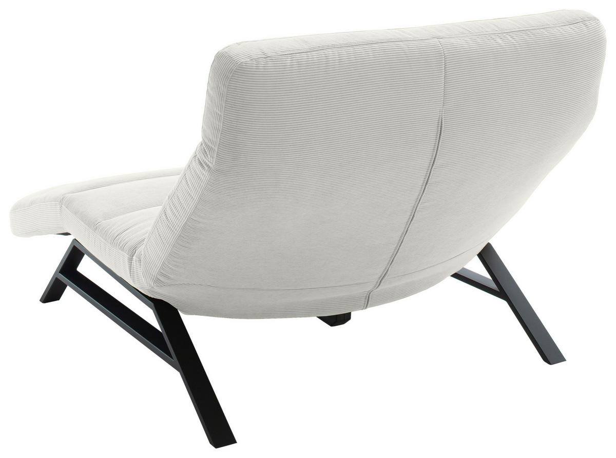 RELAXLIEGE in Feincord Weiß  - Schwarz/Weiß, Design, Textil/Metall (120/54-113/158-198cm) - Pure Home Lifestyle