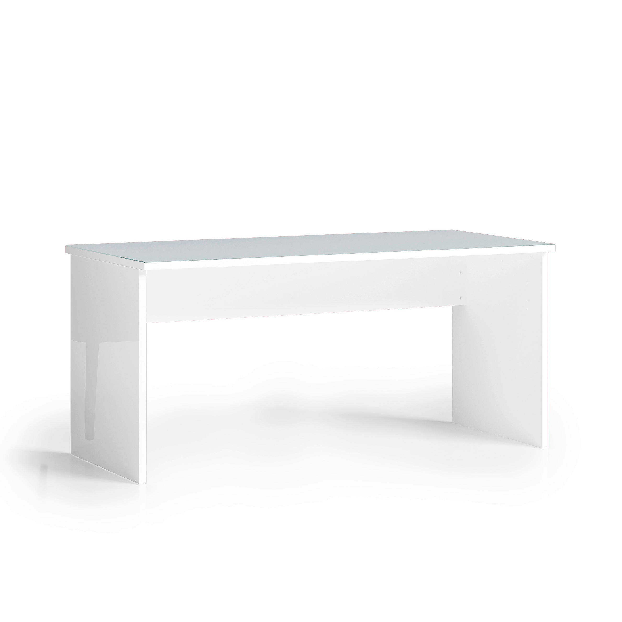 SCHREIBTISCH 160/75/74 cm Weiß  - Weiß, Design, Glas/Holzwerkstoff (160/75/74cm) - Stylife