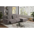 ECKSOFA in Velours Braun  - Schwarz/Braun, Design, Kunststoff/Textil (342/174cm) - Xora