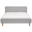 POLSTERBETT gepolstertes Kopfteil Hellgrau 140/200 cm  - Eichefarben/Hellgrau, Design, Holz/Textil (140/200cm) - Xora