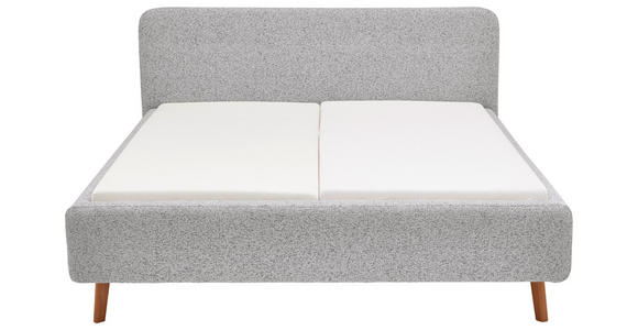 POLSTERBETT gepolstertes Kopfteil Hellgrau 140/200 cm  - Eichefarben/Hellgrau, Design, Holz/Textil (140/200cm) - Xora