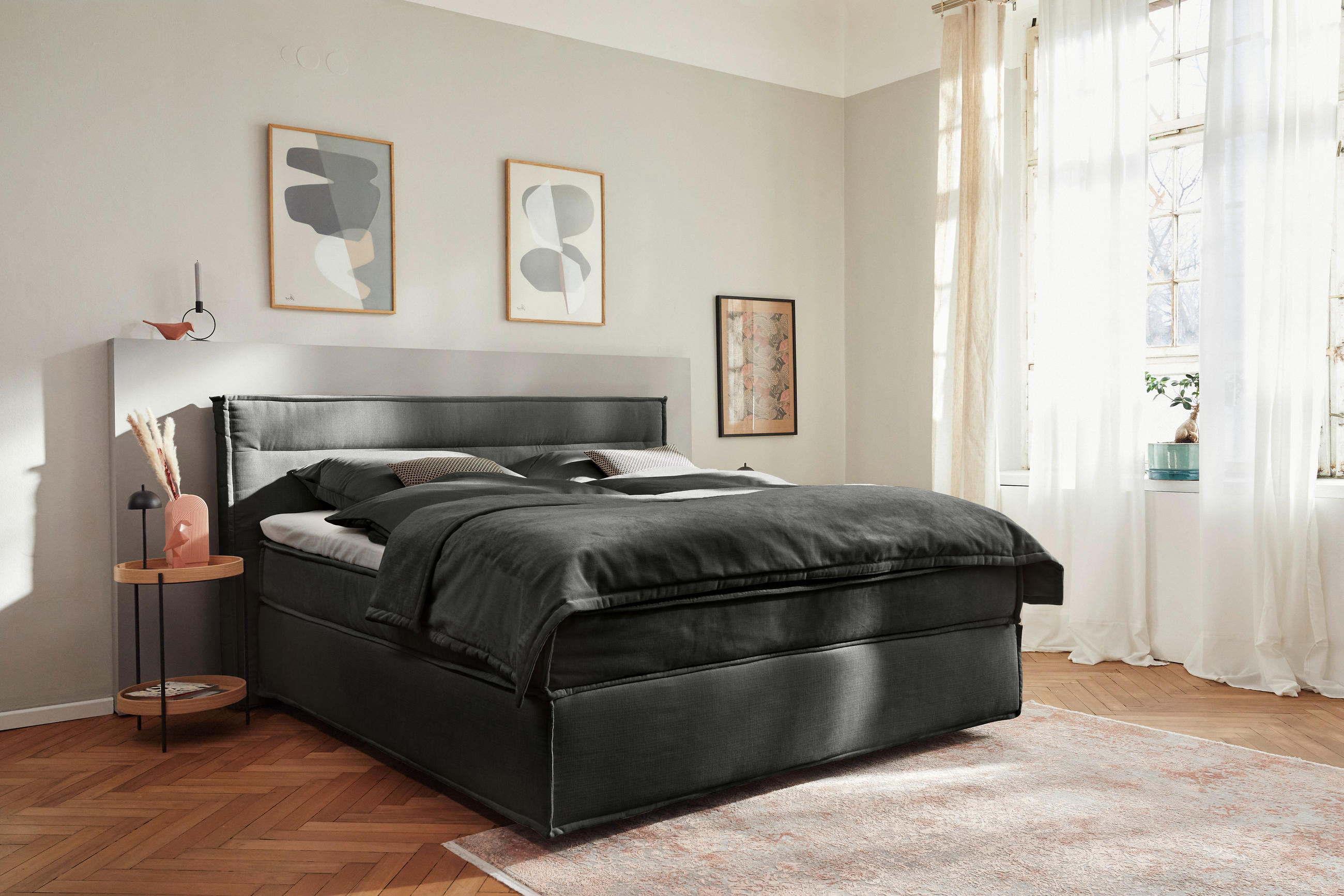 BOXSPRINGBETT 180/200 cm  in Schwarz  - Schwarz, Design, Textil (180/200cm) - Musterring
