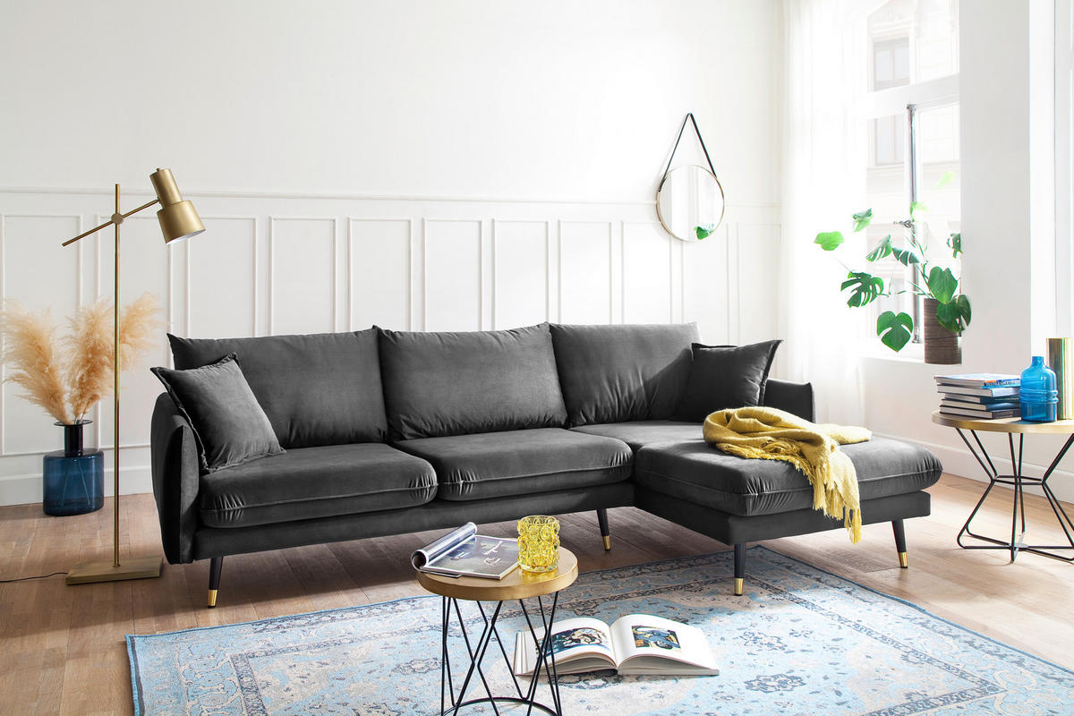 ECKSOFA Eckteil  ROSSANA-2S.REC Anthrazit  - Anthrazit, MODERN, Holz/Textil (258/160cm) - MID.YOU