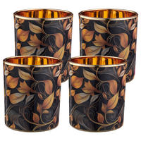 WINDLICHT Goldfarben, Schwarz  - Goldfarben/Schwarz, Basics, Glas (9/10/9cm) - Ambia Home