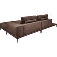 ECKSOFA in Echtleder Dunkelbraun  201/304 cm  - Dunkelbraun/Schwarz, Design, Leder/Metall (201/304cm) - Emilio Belluti